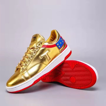 The Never Surrender Gold Low Top Sneakers